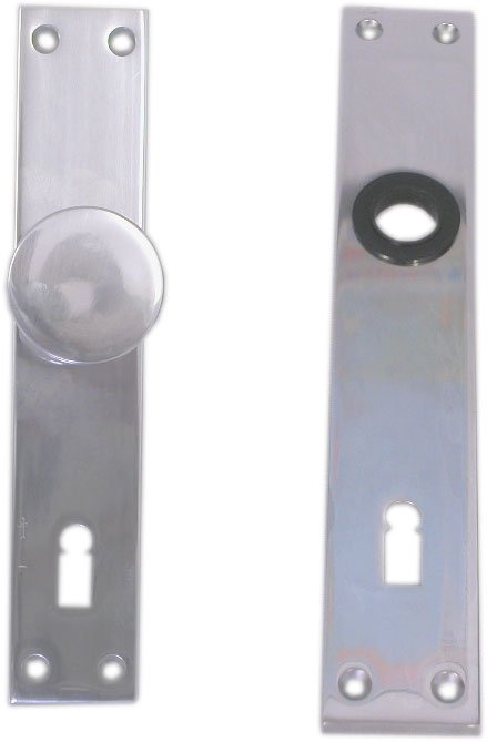 Štít dveřní hranatý s knoflíkem K 757-K, 72 mm, klíč, hliník 